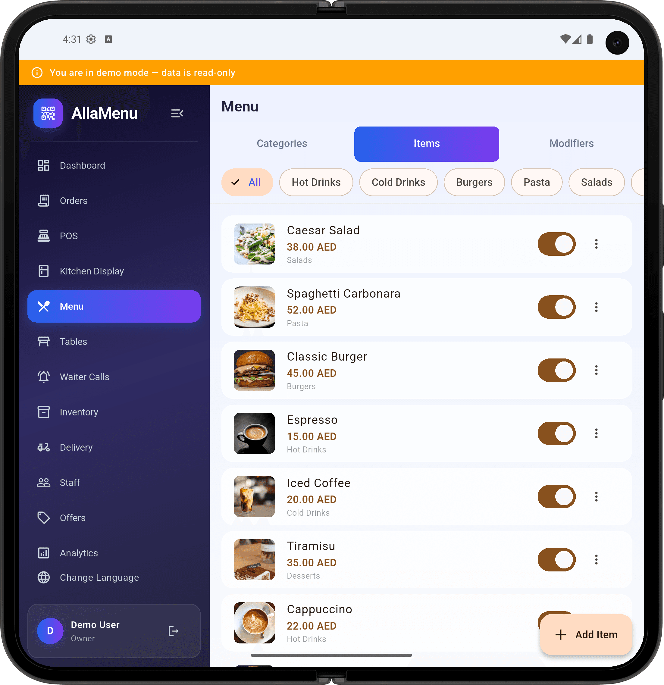 Menu Items