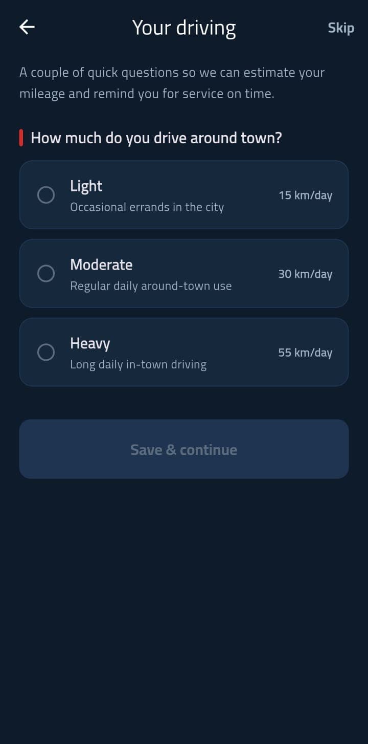 Driving profile