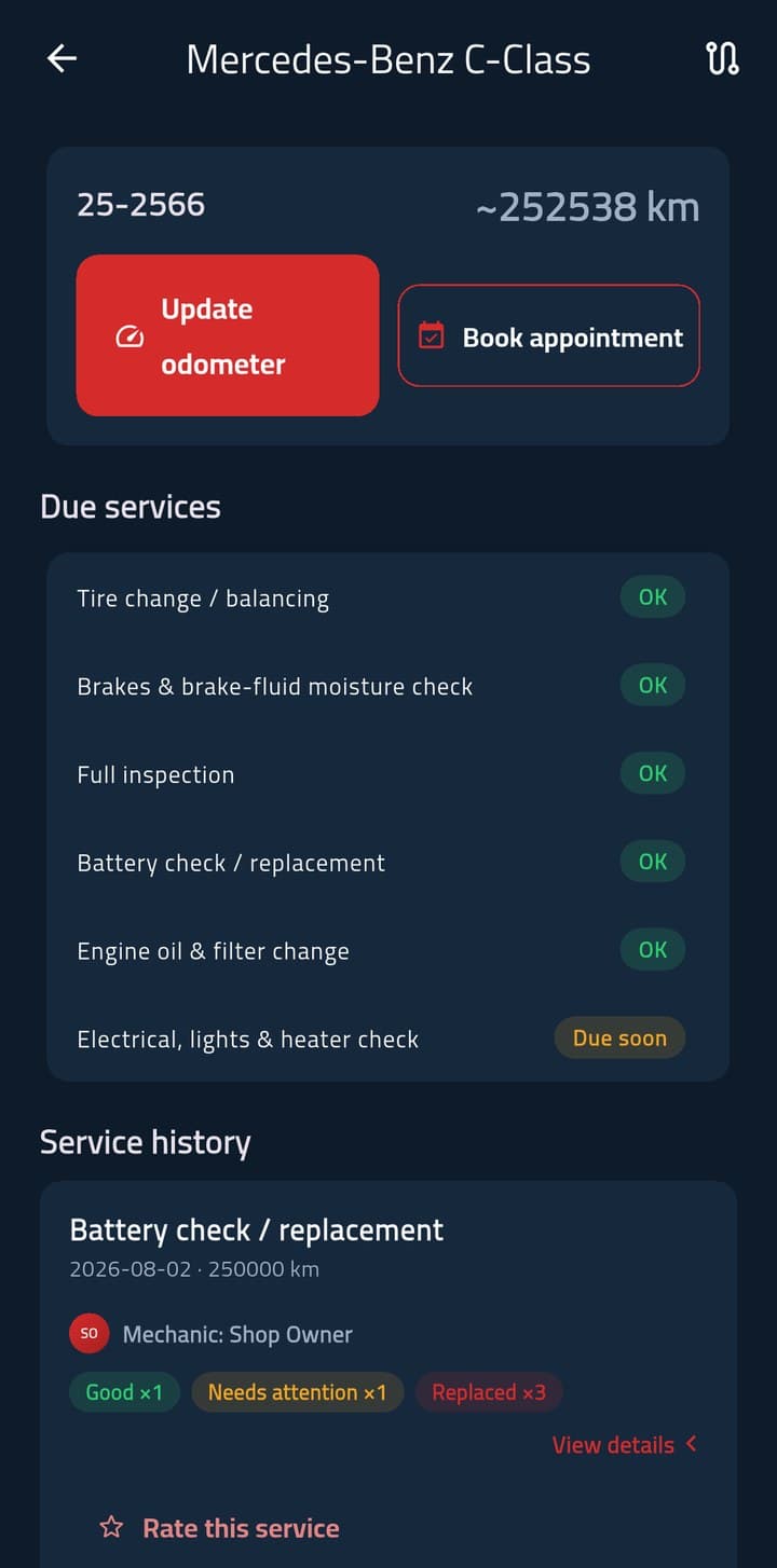Due services & history